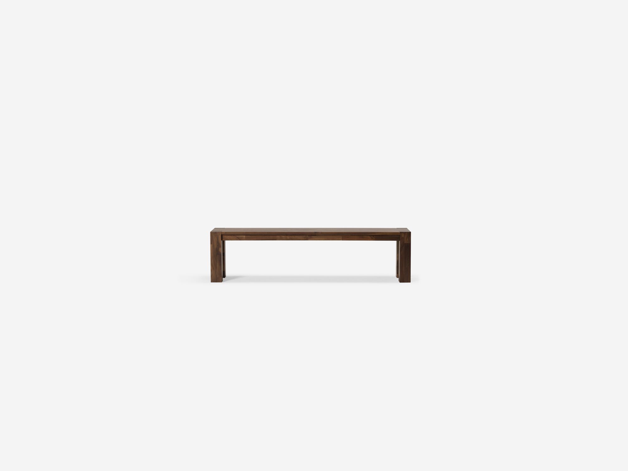 Large walnut Harvest modern dining bench front view